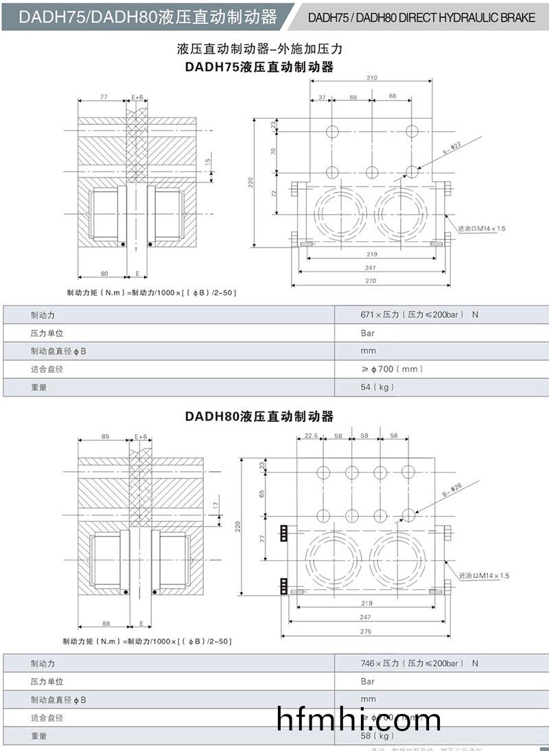 DADH75液壓直(zhi)動製動器