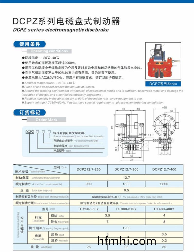 DCPZ12.7電磁鉗盤式製動(dong)器
